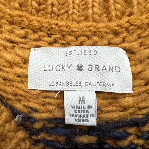 LUCKY BRAND Fair Isle Wool blend Crewneck Sweater Long Sleeve Mustard SOLD - Picture 4 of 8